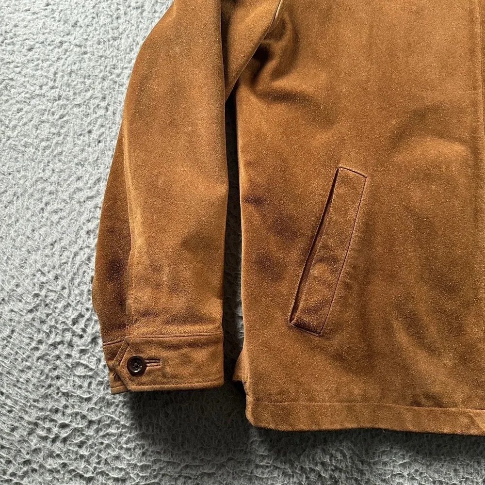 Vtg Banana Republic‎ Jacket Mens M Brown Suede Leather Zip Front Casual Lined